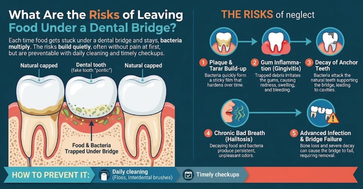 infographic Food Get Stuck Under a Dental Bridge